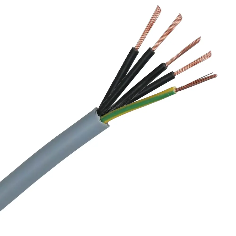 Stuurstroomkabel 5x1,5mm2 Grijs 300/500V Eca zwart genummerd + 1x Groen/Geel (rol van 100m)