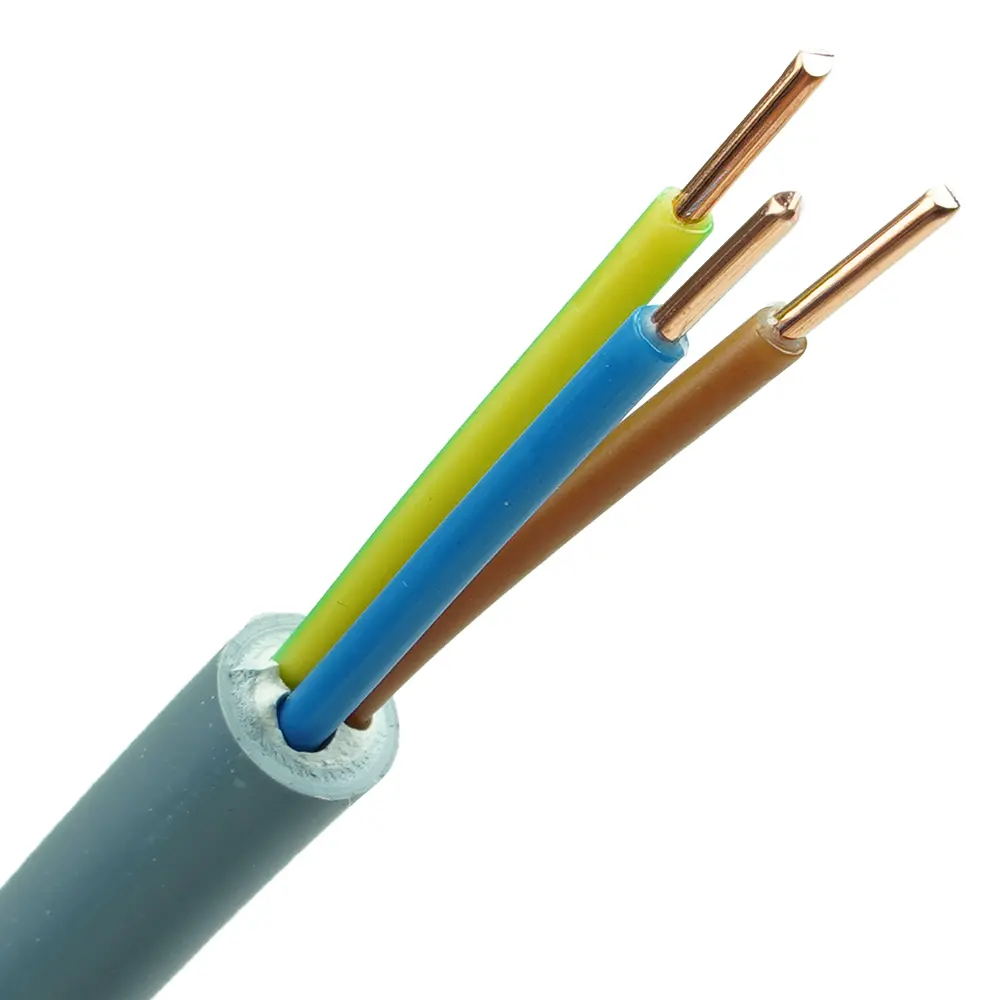 Voedingskabel 3x2,5mm2 Grijs 0,6/1Kv Cca Bruin, Blauw, Groen/geel (rol van 100m)