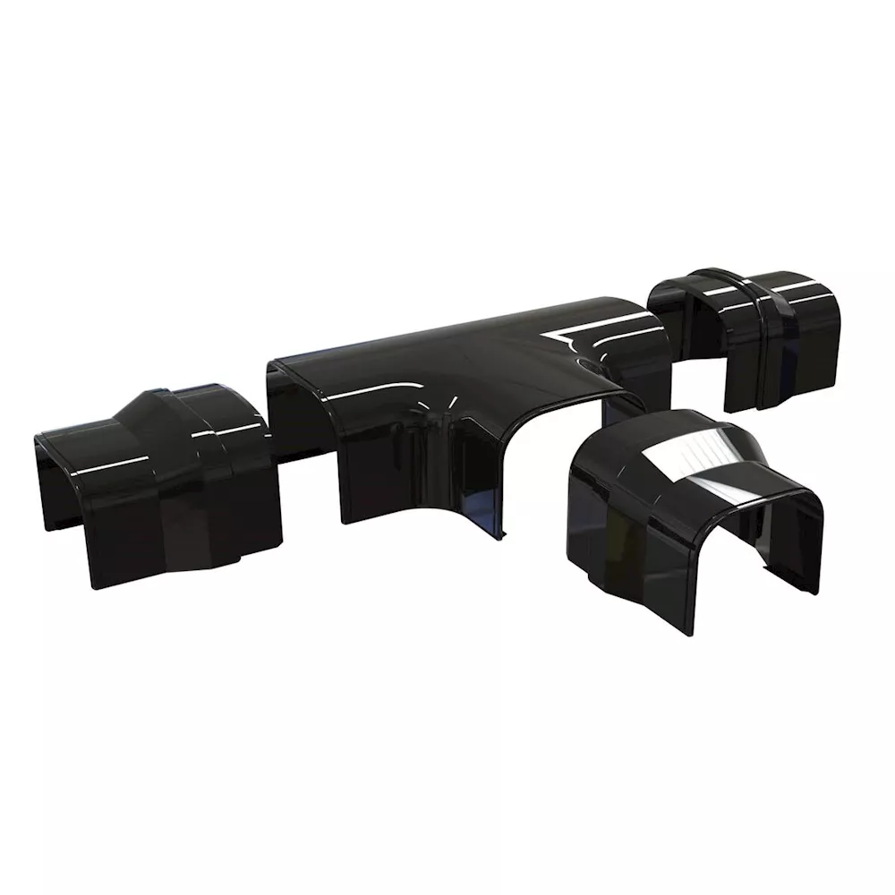 Tecnosystemi - Optima T-stuk DT75 zwart RAL 9005 (zakje 5 stuks)