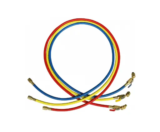 [CN001451] Super stars -  CT-360-RYB-HV slangenset 3 x 1500 mm rood/blauw 5/16 - geel 1/4" met kogelkraan