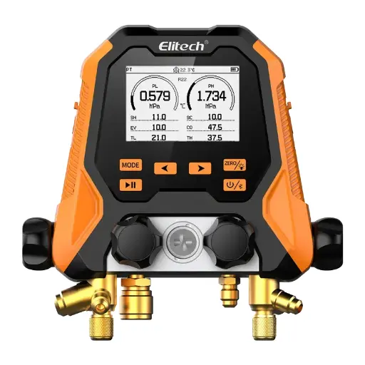 [CN001455] Elitech - MS-870C-set 4 weg digitale manifold incl slangenset en koffer
