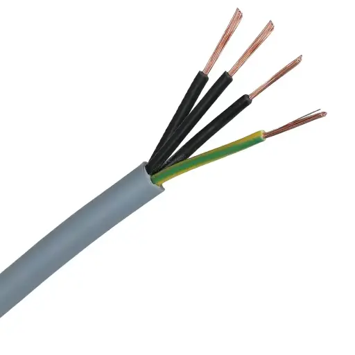 [CN001482] Stuurstroomkabel 4x1,5mm2 Grijs 300/500V Eca zwart genummerd + 1x Groen/Geel (rol van 100m)