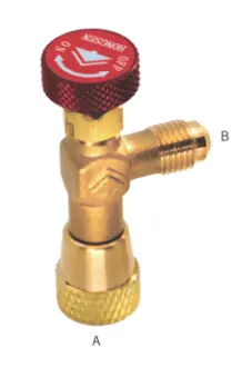 [CN001545] Super Stars Kogelkraan tbv vullen koelmiddel A=5/16 SAE (female) B=5/16 SAE (male)