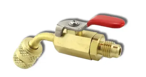 [CN001552] Super Stars verloopadapter met kogelkraan F 1/4" SAE ---- M 1/2-20 UNF 5/16 SAE